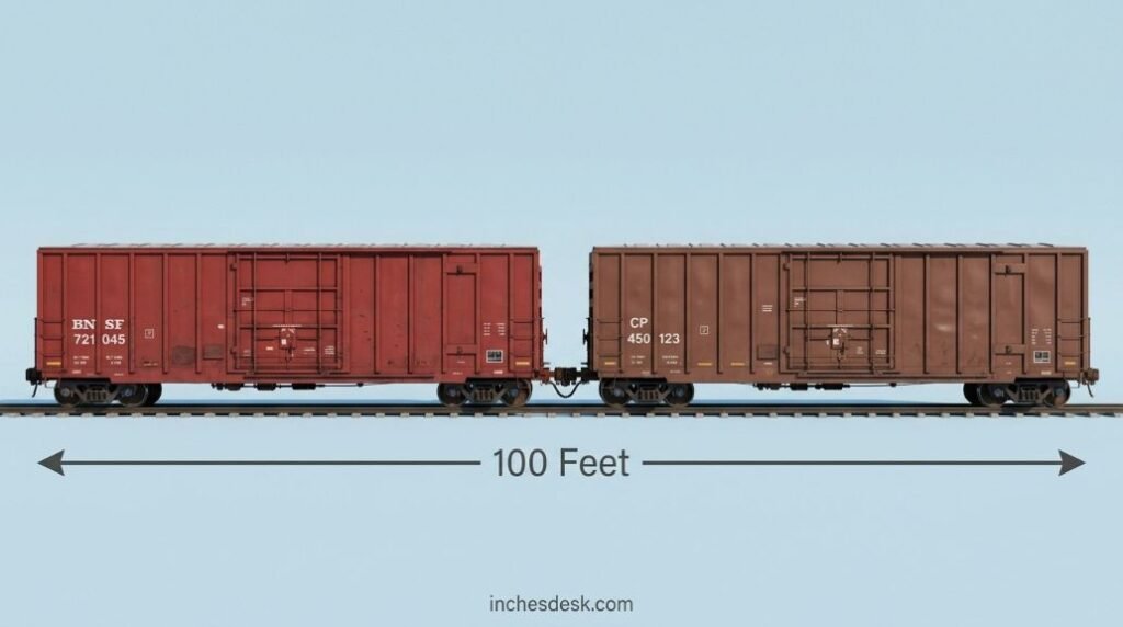 Two Railroad Boxcars Coupled Together